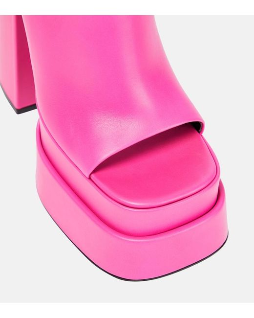Versace Pink Leather Platform Mules