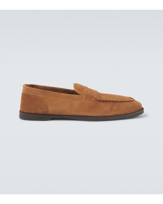 John Lobb Brown Pace Suede Loafers for men