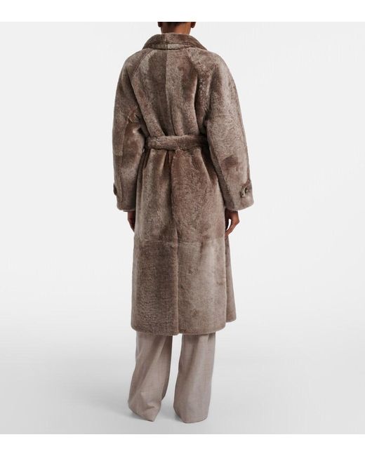 Brunello Cucinelli Brown Shearling Wrap Coat