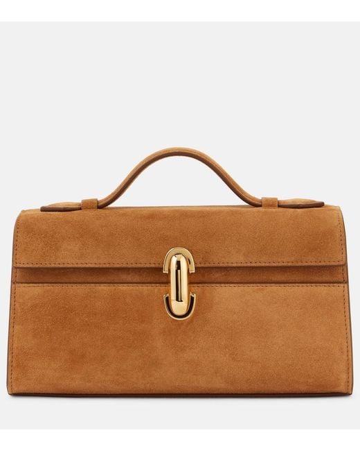 SAVETTE Brown Symmetry Pochette Suede Tote Bag