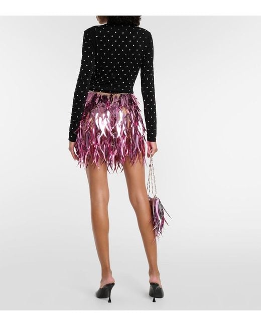 Rabanne Metallic Feathers Mini Skirt