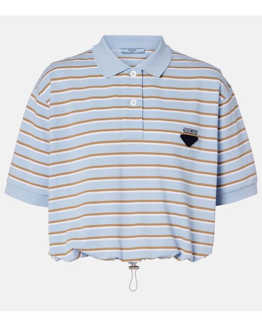 Prada Blue Stripe Cropped Polo Shirt