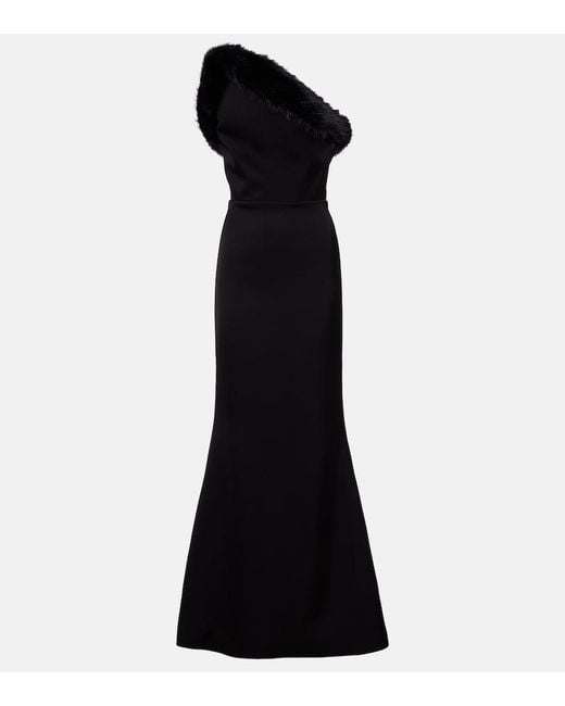 David Koma Black One-Shoulder Bustier Gown