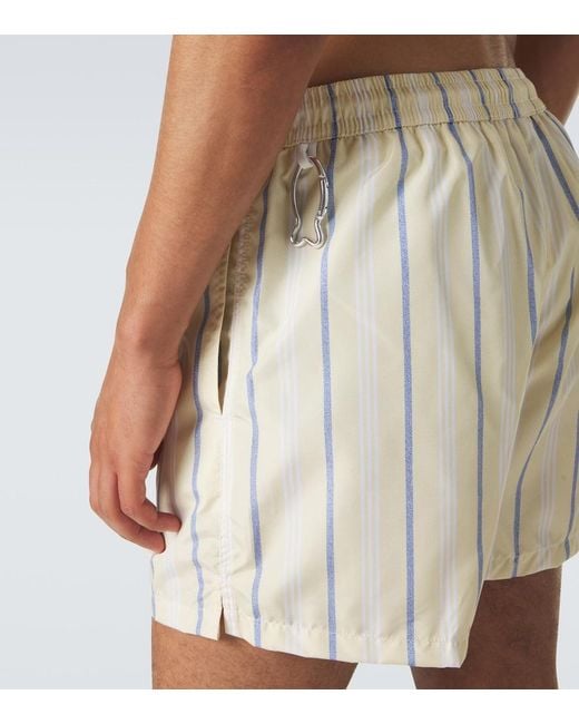 Fedeli White Striped Swim Trunks for men