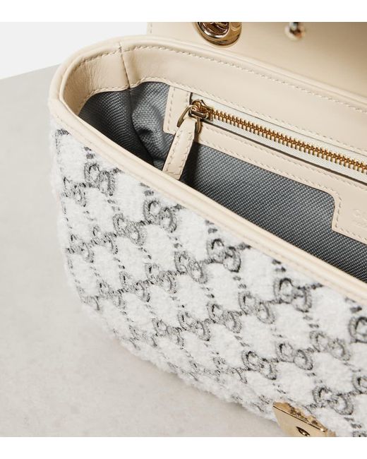 Gucci Metallic Gg Marmont Small Tweed Shoulder Bag
