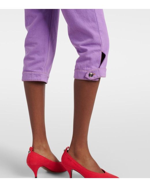 Versace Purple High-Rise Capri Jeans