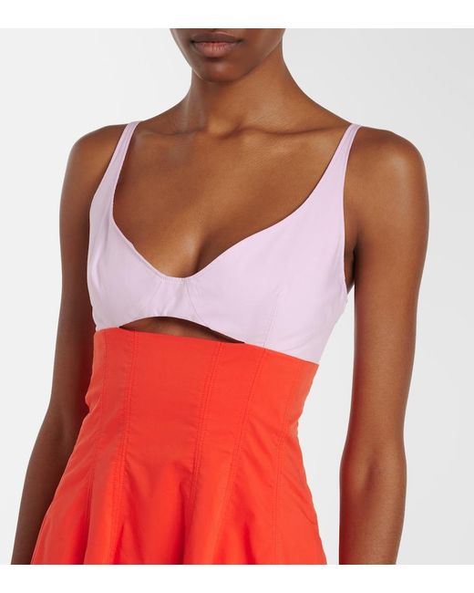 Jonathan Simkhai Red Maddy Cotton-Blend Poplin Midi Dress