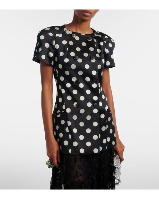 Dries Van Noten Black Polka-Dot Double-Breasted Blazer