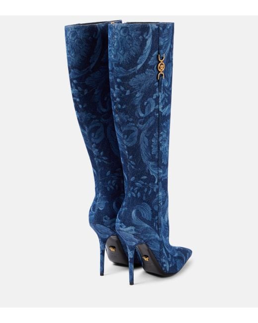 Blue high cheap knee boots