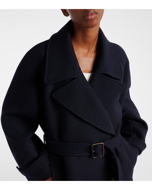 Loewe Blue Belted Double-Breasted Wool Coat
