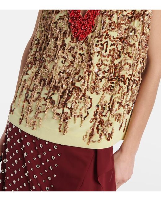 Dries Van Noten Green Embellished Top