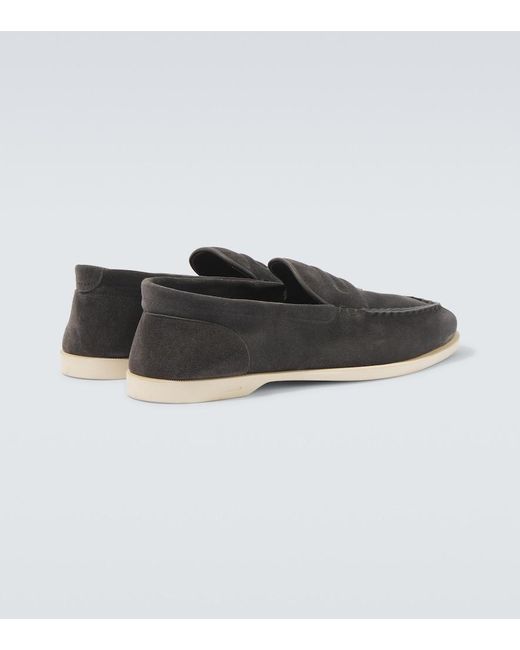 John Lobb Black Pace Suede Loafers for men