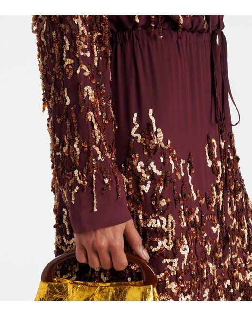 Dries Van Noten Red Sequined Silk Jacket