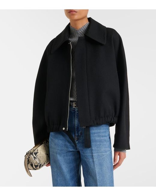 Victoria Beckham Black Arden Virgin Wool Gabardine Blouson Jacket