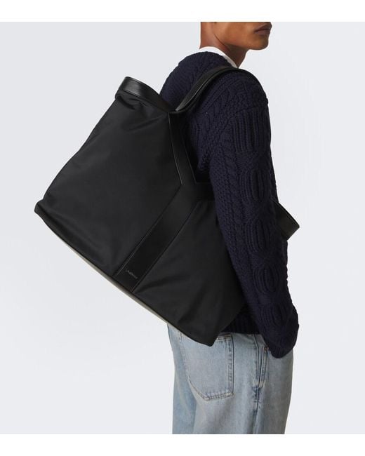 Saint Laurent Black Y Large Leather-Trimmed Tote Bag for men