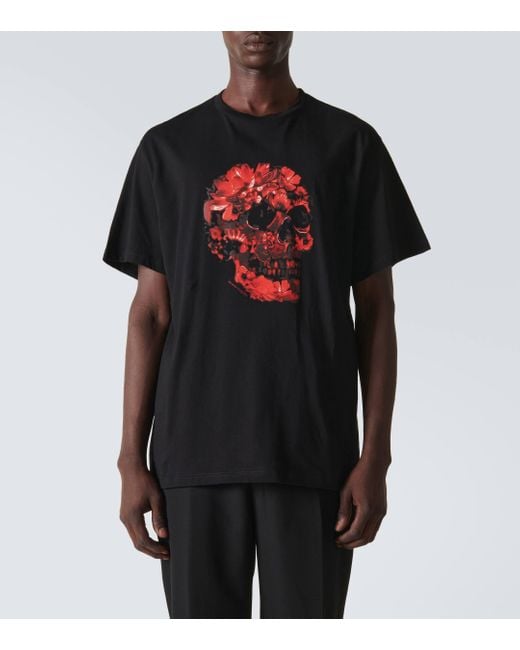 T-shirt Skull imprime en coton Alexander McQueen pour homme en coloris Black