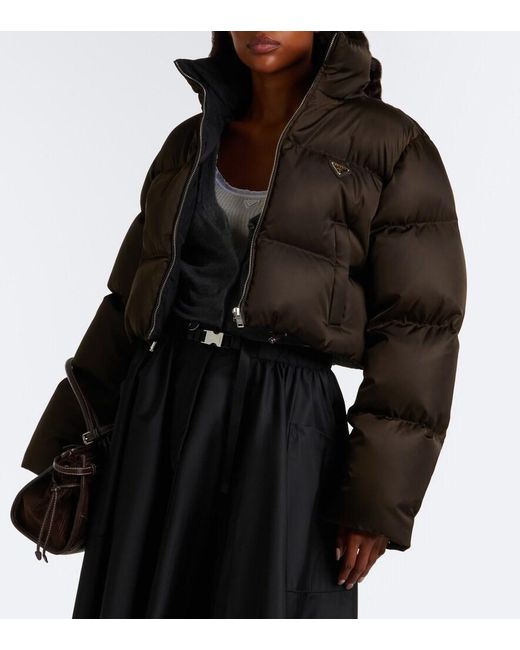 Prada Black Cropped Re-Nylon Down Jacket