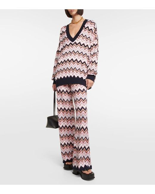 Pullover oversize a zig-zag di Missoni in Pink