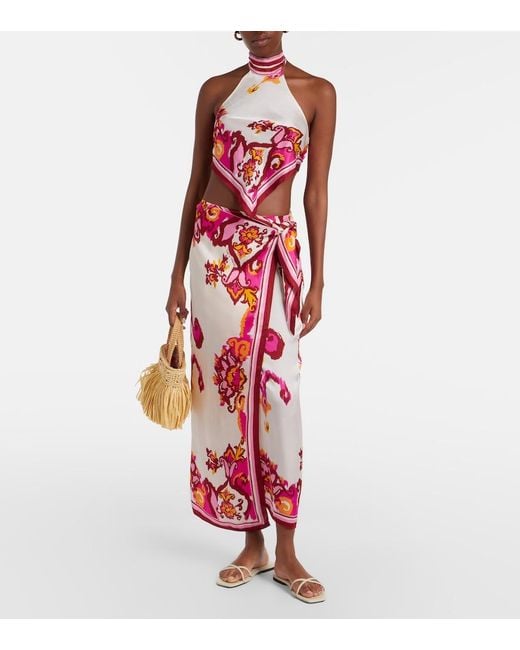 Poupette Red Guilia Printed Halterneck Top