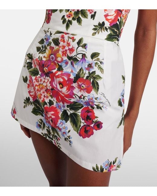 Dolce & Gabbana Red Floral Cotton Minidress