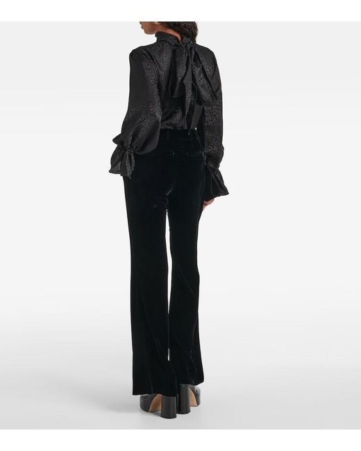 Nina Ricci Blue Velvet Bootcut Pants