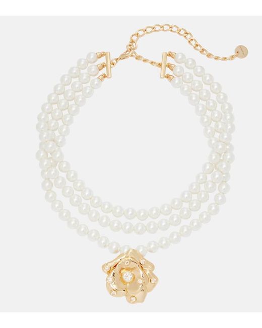 Choker A Cristaux Self-Portrait en coloris White