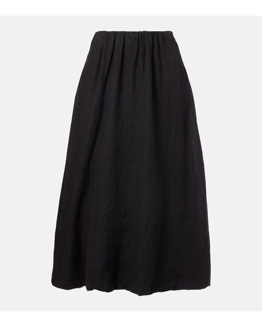 Velvet Black Rachelle Linen Midi Skirt
