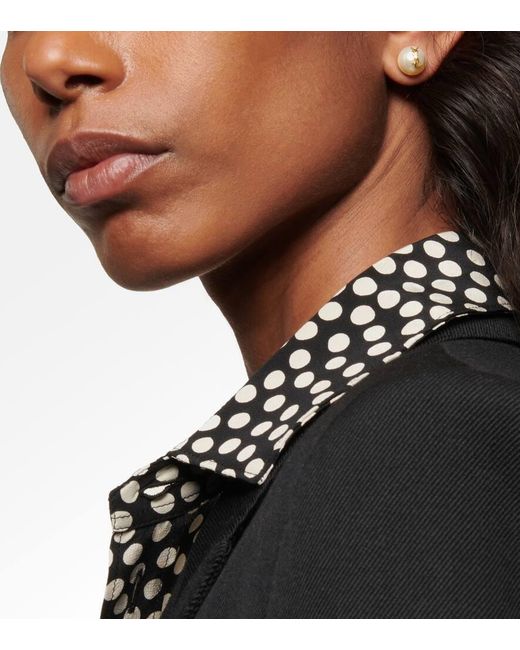 Saint Laurent Metallic Logo Faux Pearl Stud Earrings