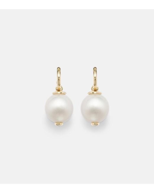 Octavia Elizabeth White 18Kt Drop Earrings With Diamonds And Pearls