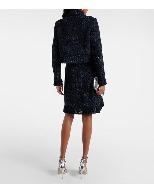 Oscar de la Renta Blue Cotton-Blend Tweed Jacket