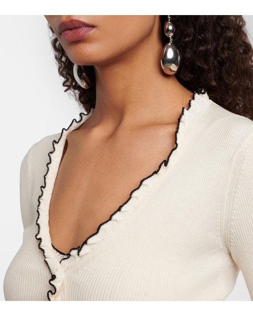Isabel Marant Natural Izae Ribbed-Knit Silk And Cotton Cardigan