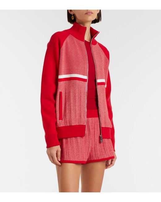 Versace Red Cotton-Blend Jacquard Jacket