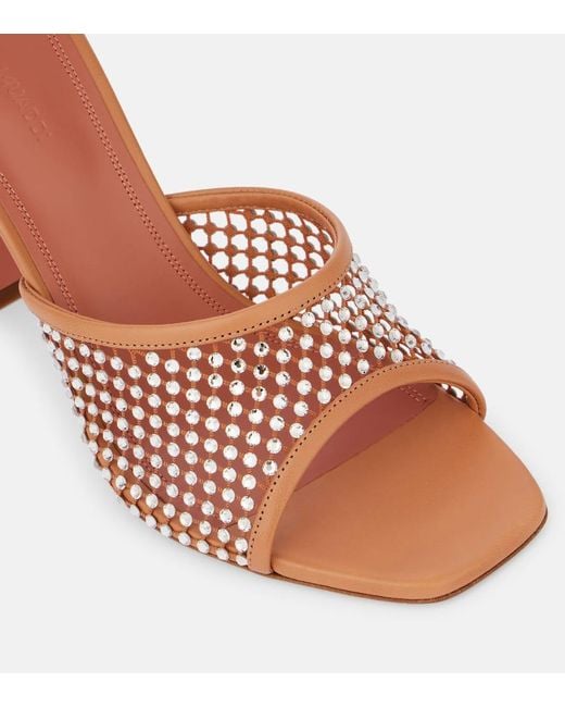 AMINA MUADDI Brown Lupita 95 Embellished Mules