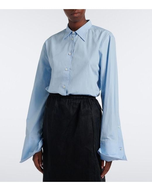 Prada Blue Oversized Cotton Poplin Shirt