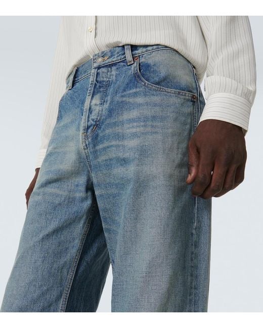 Saint Laurent Blue Mid-Rise Straight Jeans for men