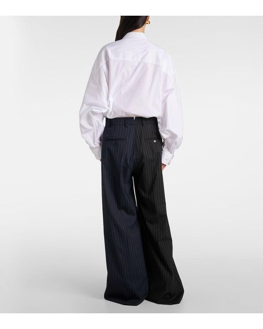 Vetements Blue Pinstripe Wool Wide-Leg Pants