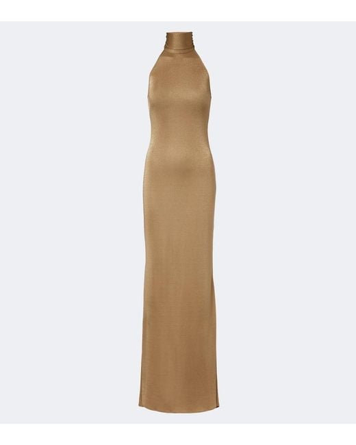 Ralph Lauren Natural Kelsie Halterneck Gown