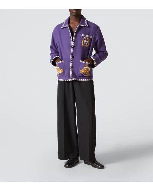 Bode Purple Bronco Embroidered Wool Jacket for men