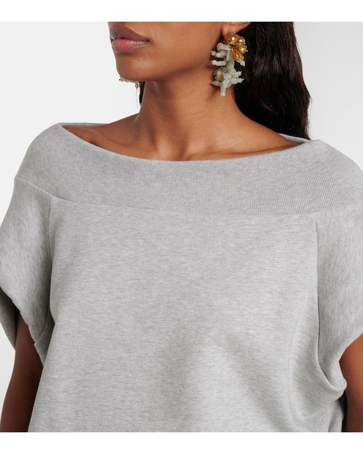 Dries Van Noten Gray Cocoon Cotton Jersey Sweatshirt