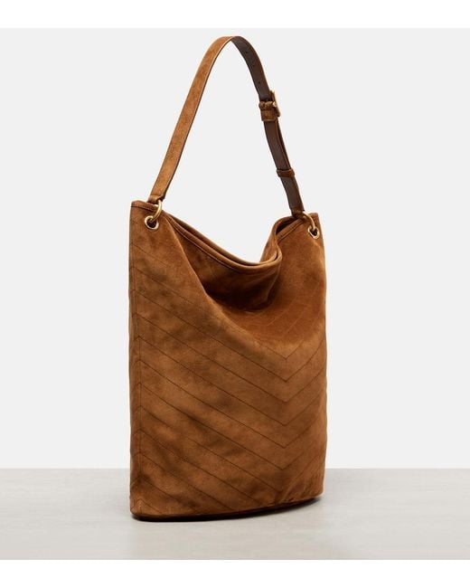 Saint Laurent Brown Bucket Bag Niki Cassandre Aus Veloursleder