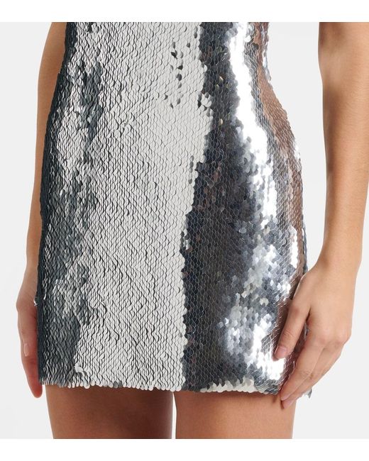 Magda Butrym Gray Sequined Floral-Applique Minidress