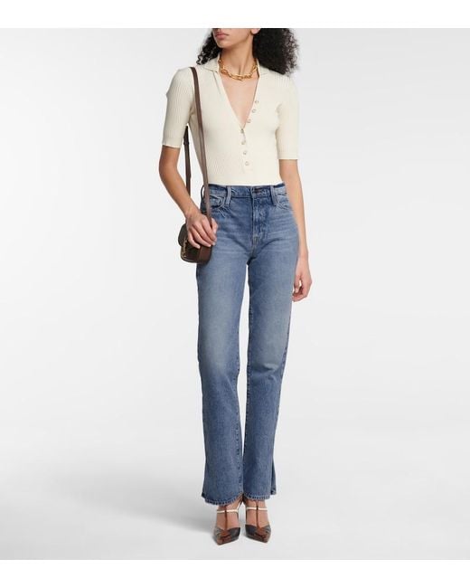 FRAME Blue Le Drew High-Rise Straight Jeans