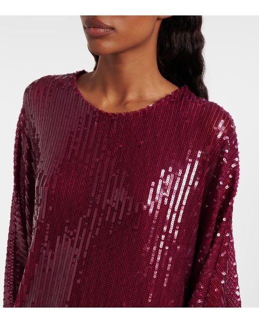 Taller Marmo Red Minikleid Vegas Mit Pailletten Und Federn