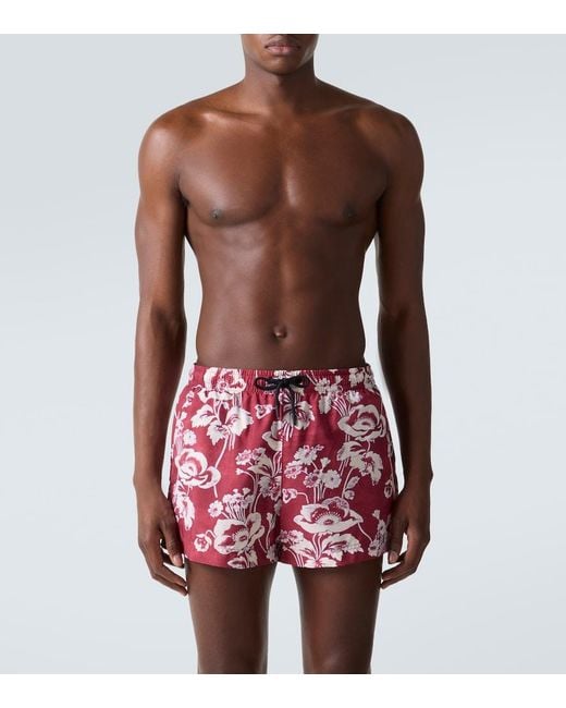 Commas Red Printed Swim Trunks for men