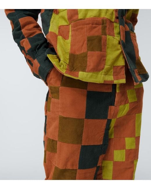 Bode Orange Patchwork Corduroy Pants for men