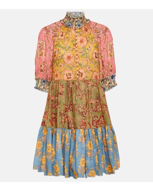Vestido corto Junie de algodon floral Zimmermann de color Multicolor