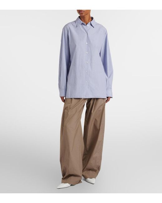The Row Blue Sisilia Striped Cotton Shirt