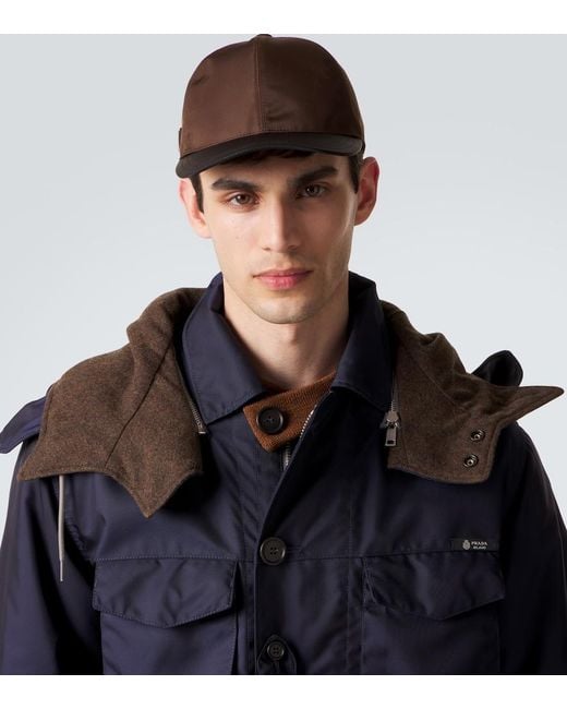 Prada Brown Re-Nylon Baseball Cap for men