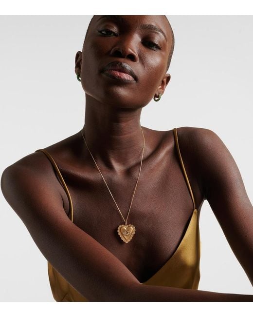 Ileana Makri Metallic 18Kt Necklace With Diamonds And Tsavorites