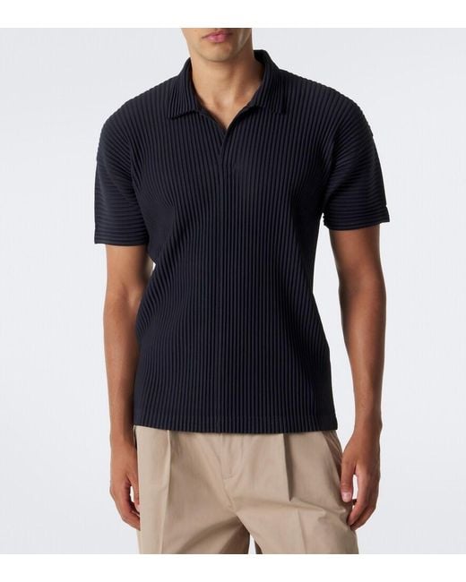 Homme Plissé Issey Miyake Blue Basics Pleated Polo Shirt for men